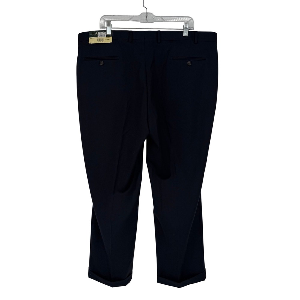 NEW Lauren Ralph Lauren Navy Blue 100% Wool Pleated Ultraflex Dress Pants 42x30 - Picture 3 of 12